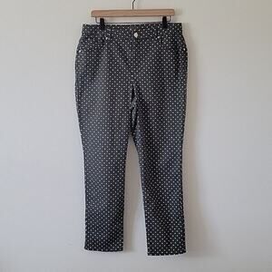 Chico's Olive Green Polka Dot So Slimming Girlfriend Ankle Jeans Size 10